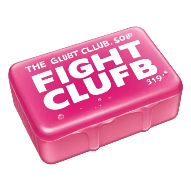 wet pink soap bubbly with "fight club" on it sticker