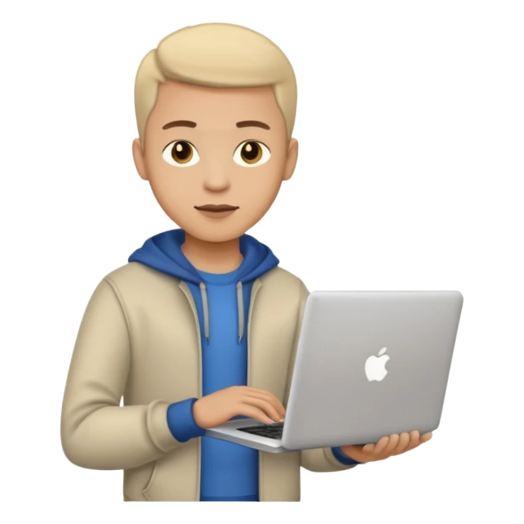 A typical IT specialist, a guy who looks stylish, has a laptop in his hands, he wears casual clothes  sticker