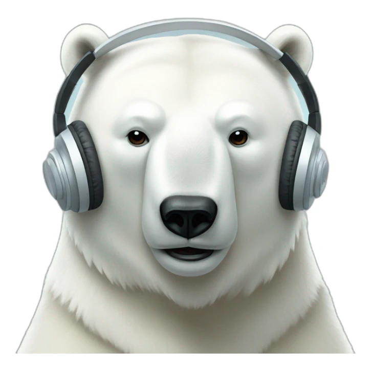 Polar bear listening music with headphones sticker