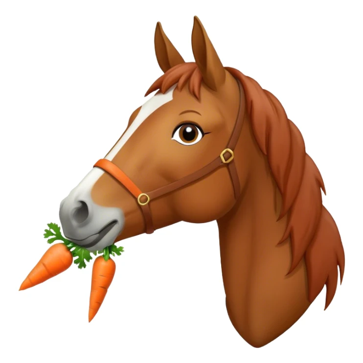 A horse eating a carrot  sticker