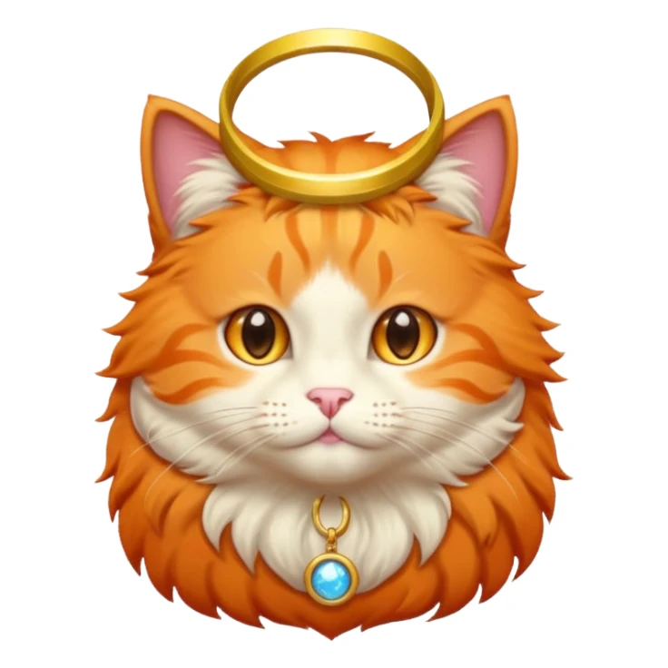 orange cat with a halo, cute and simple sticker