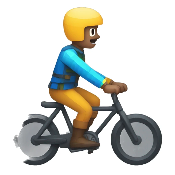 Pixel art man riding a bike sticker