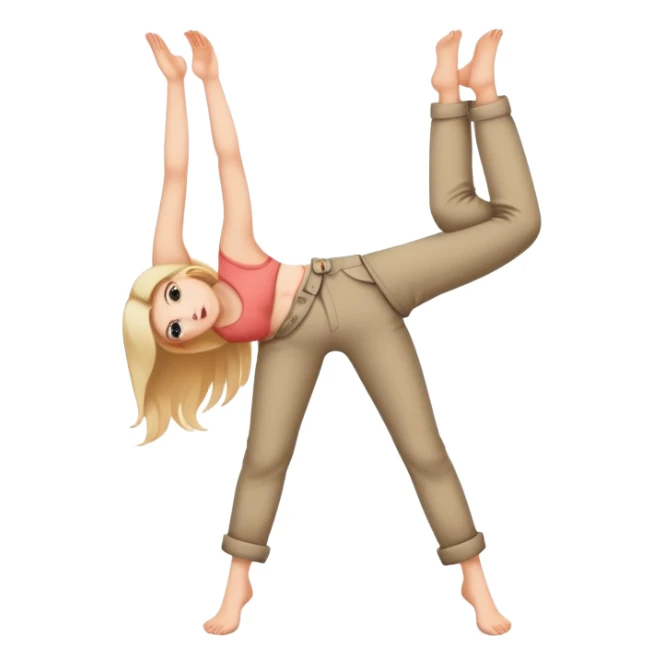 Woman with face in upside down pants sticker