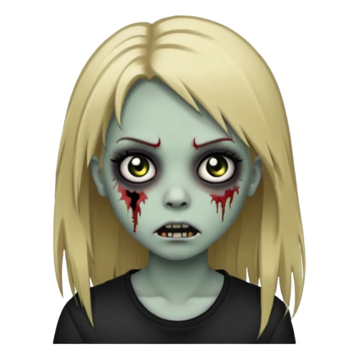 girl zombie with long dark blonde hair black eyes emo sticker