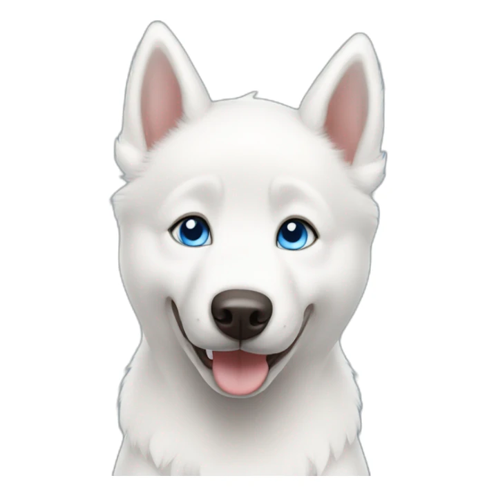 Happy white husky puppy blue eyes without eyebrows sticker