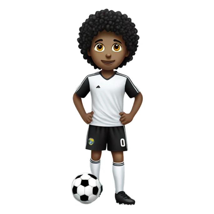 white kid black curly hairplaying soccer full body sticker