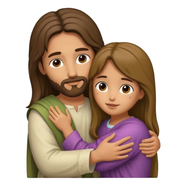 Jesus hugs a girl sticker