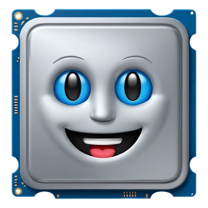Intel processors with smiling emoji thermal peat sticker