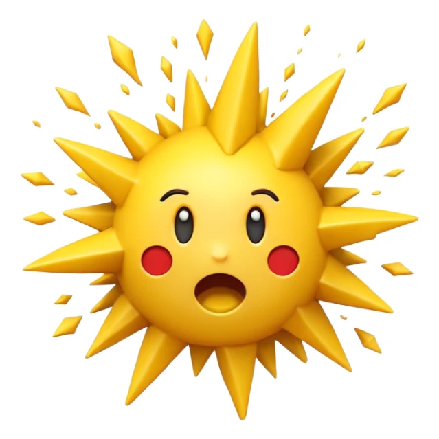 A 3D Apple-style emoji of a  explosion shape, expressing a loud sudden sound sticker