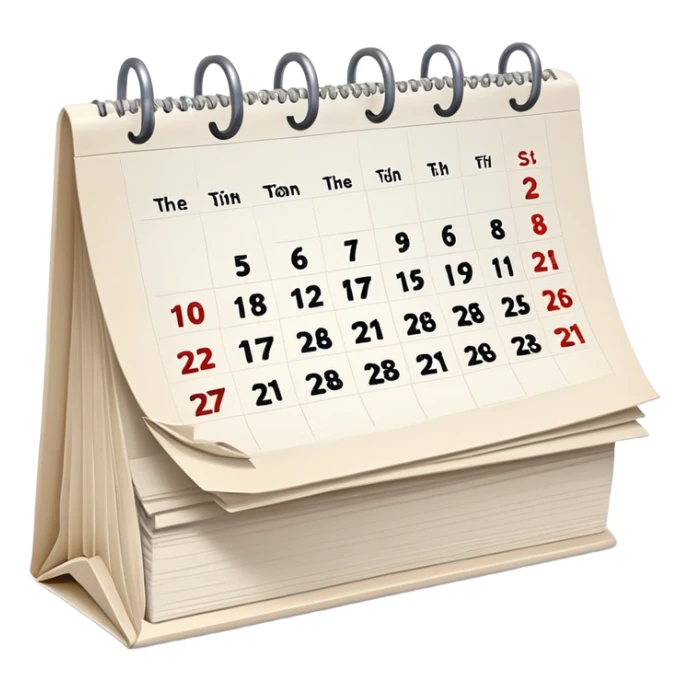 Calendar with marked date showing the 15th, desk calendar with torn pages sticker
