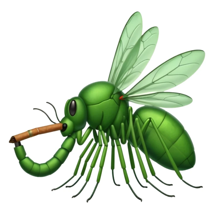 mosquito verde fumando un cigarro sticker