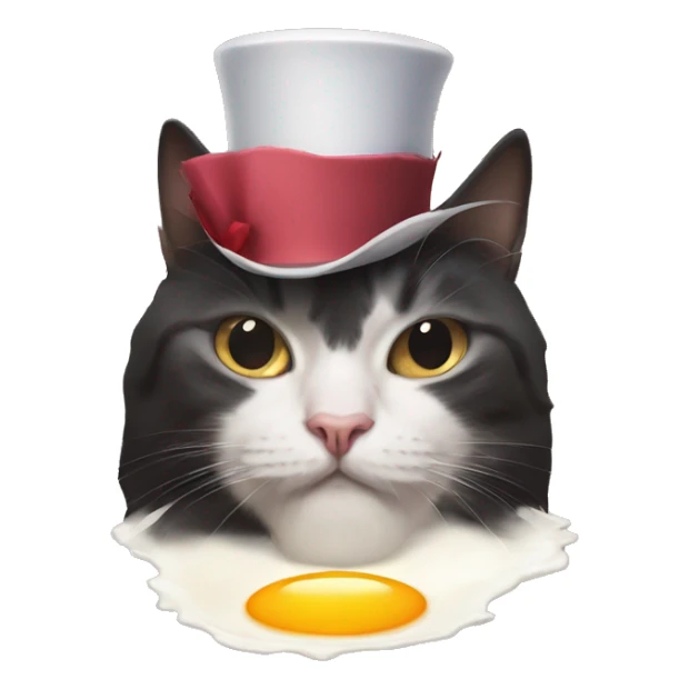 eggs with top hats cat ears and fried egg Egg sticker