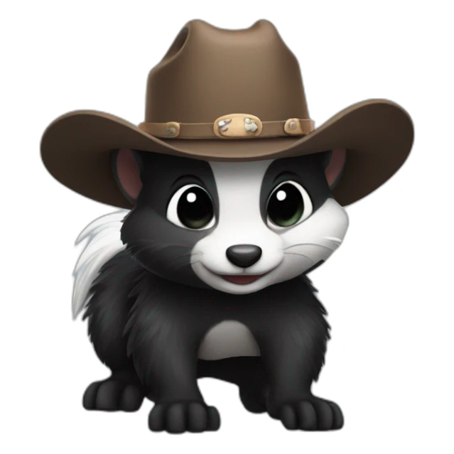 Cute skunk wearing a cowboy hat sticker