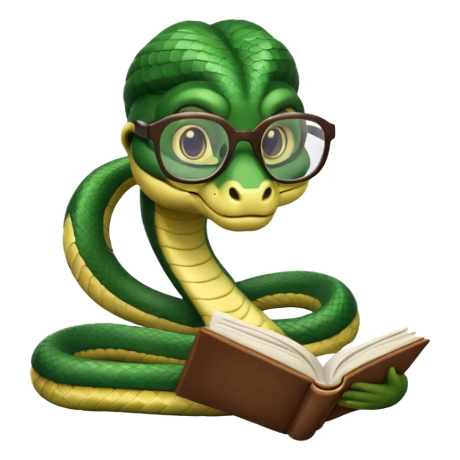 kitap okuyan gözlüklü yılan sticker