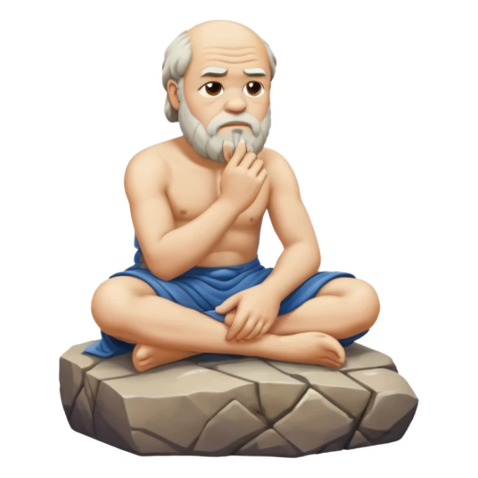 Socrates thinking, sitting on a stone, pondering sticker