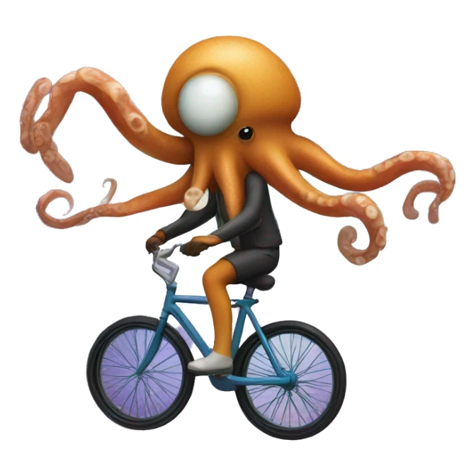 Squid riding a bike in space sticker