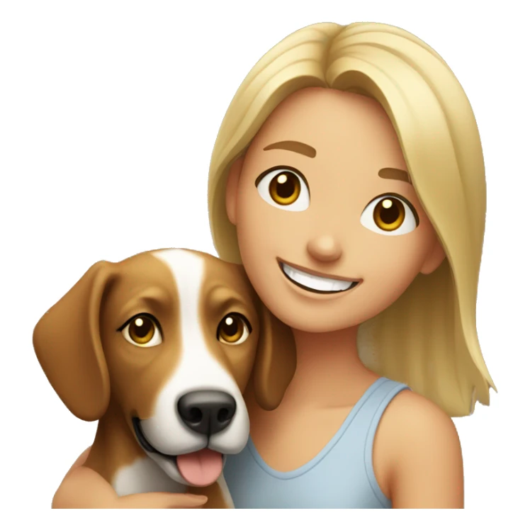 smiling girl with dog indoors sticker