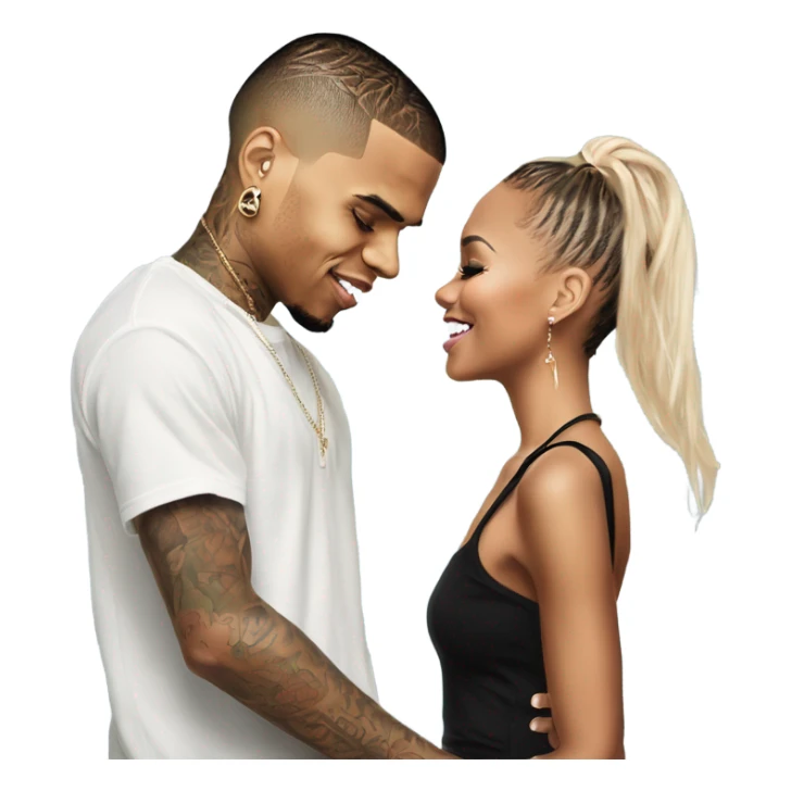Hyper Realistic Chris Brown  Karruche Tran romantic photo  sticker