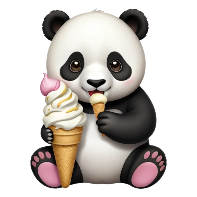 Panda eating ice poop sticker