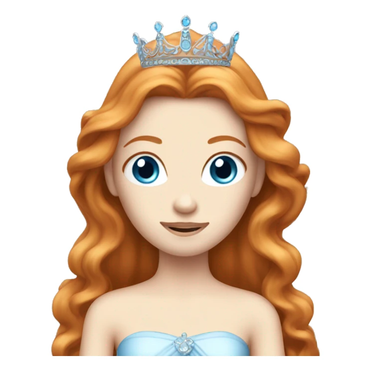 Ginger princess, long hair, white, blue eyes and tiara sticker