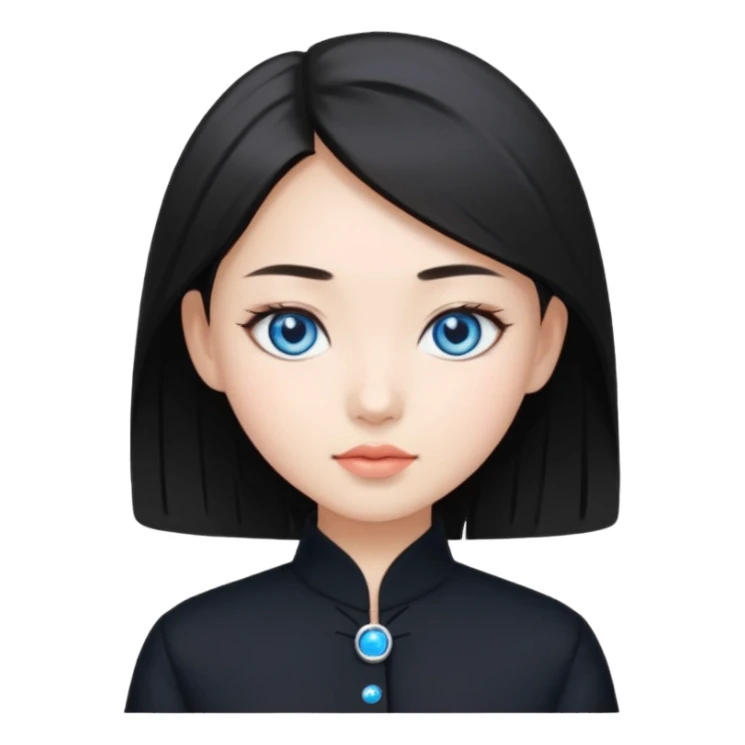 Asian girl blue eyes in black fashion  sticker