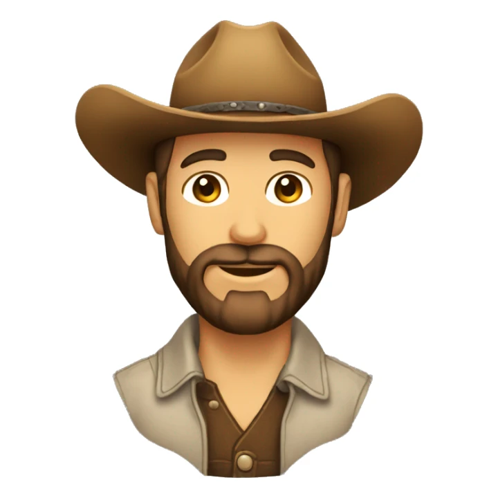 Crea un emoji de una cara DE UNA chico con barba con sombrero de vaquero  sticker