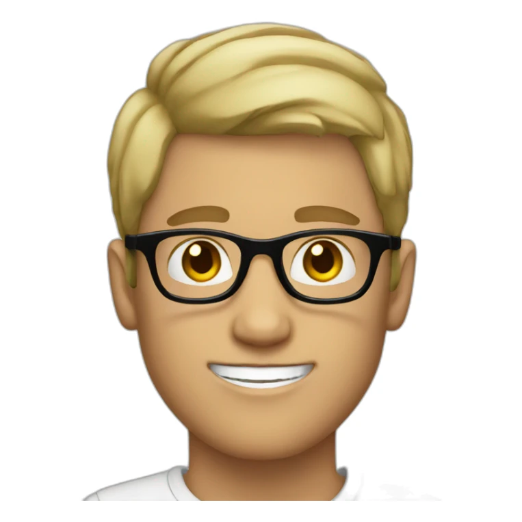 white boy with black glasses short hair sticker
