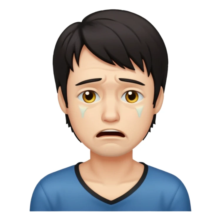 Crying guy with dark shag hair sticker