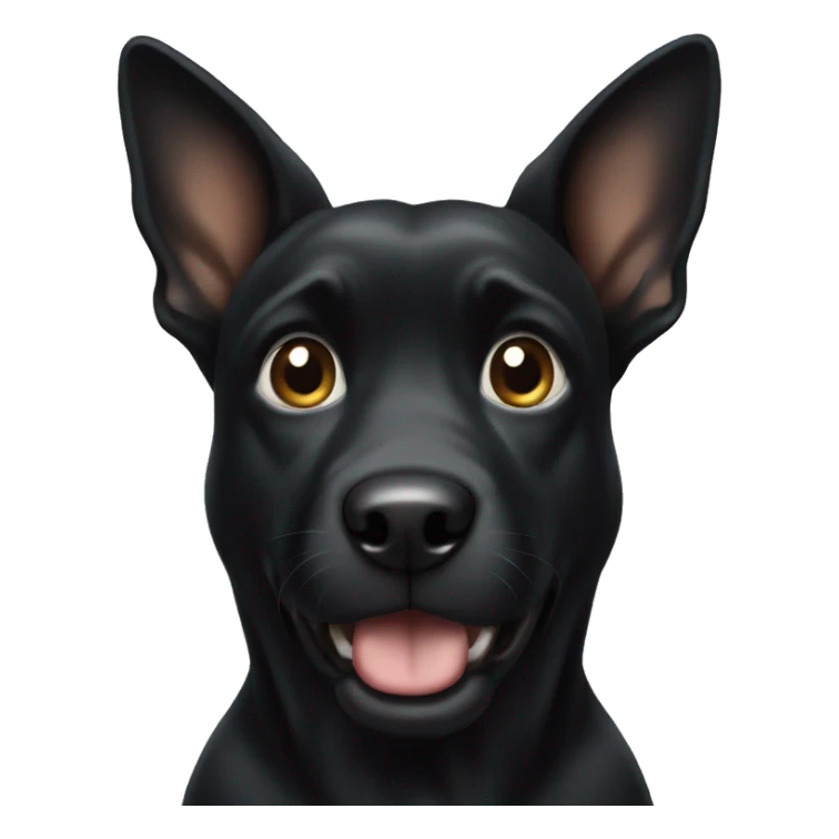 Black dog with big ears standing up straight sticker