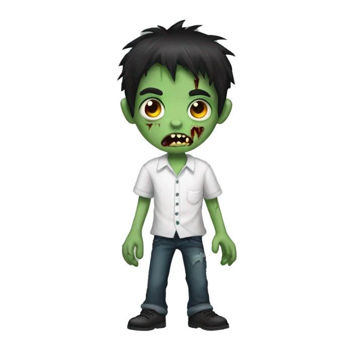 boy zombie with dark hair and white shirt sticker