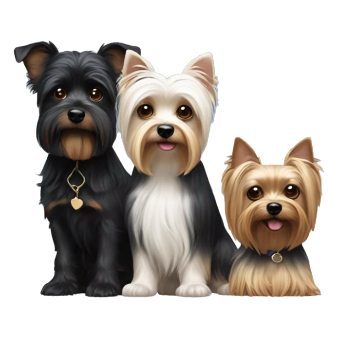 Husband, wife, Yorkshire terrier and black dog with white breasts sticker