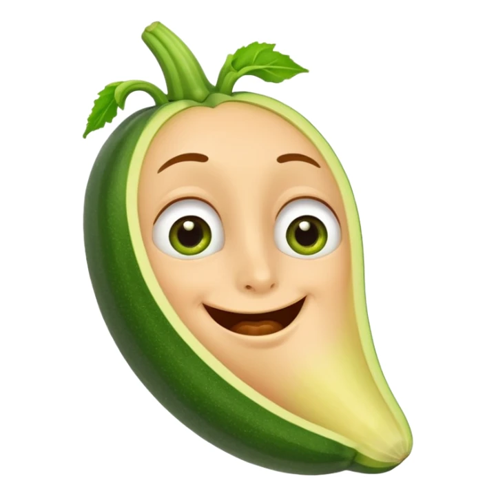 cartoon character with a green zucchini nose, exaggerated and humorous sticker