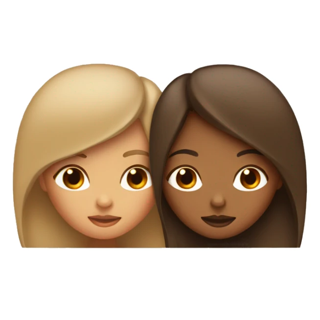 2 girls kissing, one brown and the other tan sticker