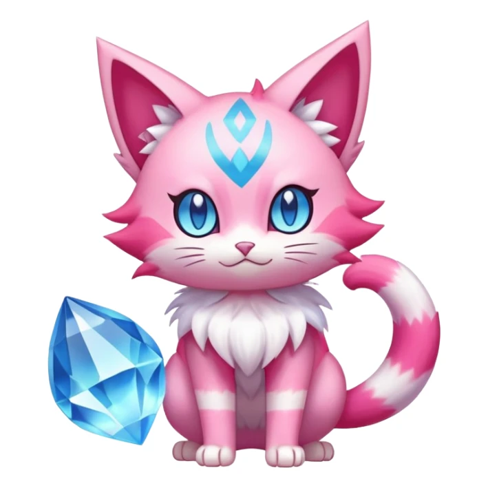 Shiny Magical Elemental Colorful Exotic Skitty-Delcatty-Pokémon-Fakémon-hybrid-creature (full body) sticker