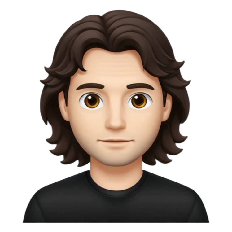 Homem parte do cabelo ondulado e roupa preta sticker