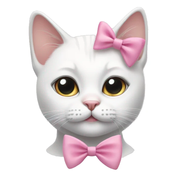 White cat with pink bow on its ear with eyeliner  sticker