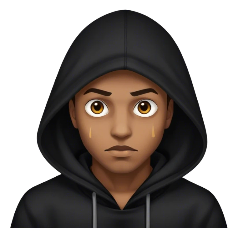 A man in a black hood, his piercing eyes glowing under the shadows sticker