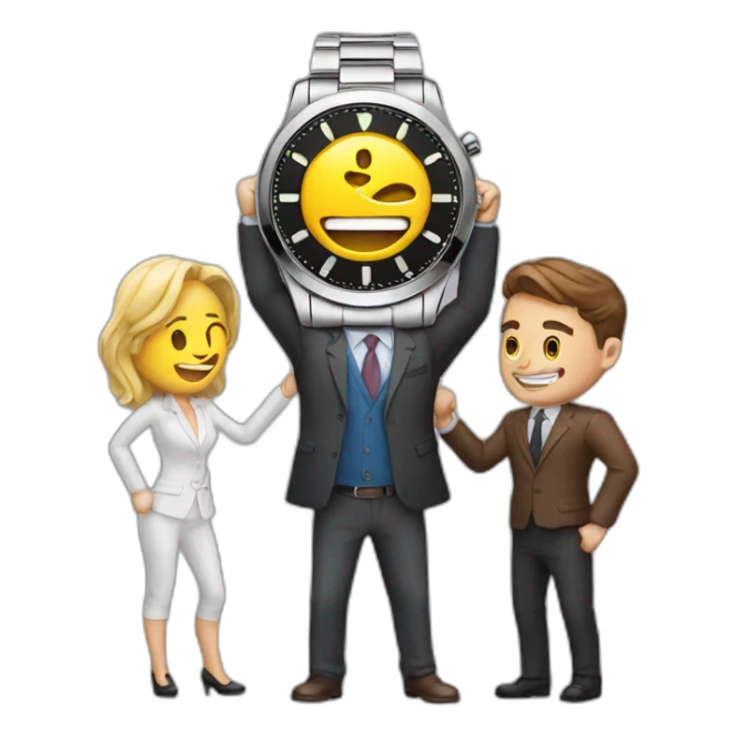 A men flipping luxury watch between two people sticker