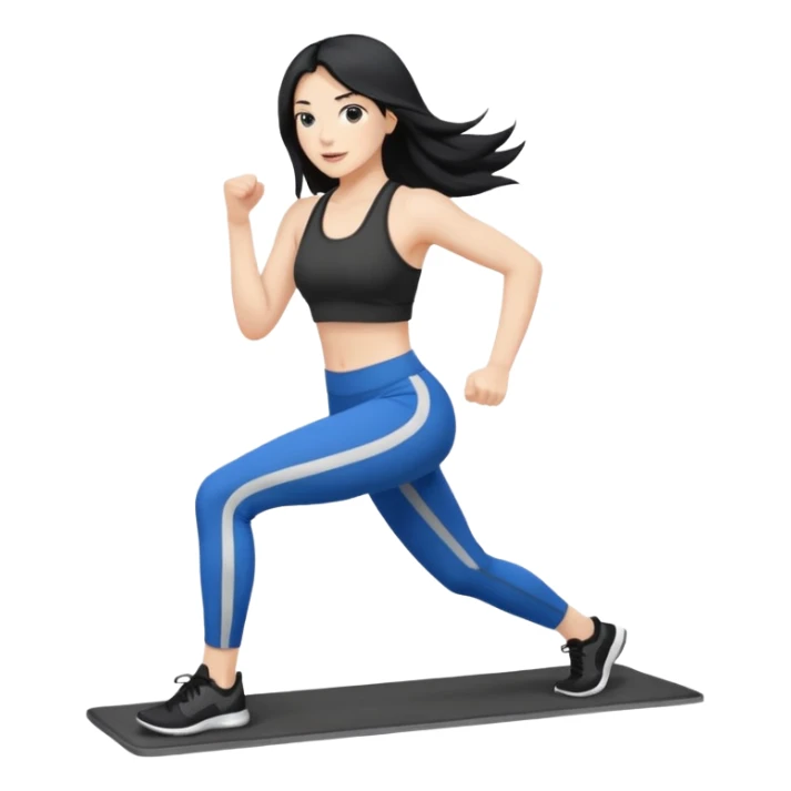 woman with long black hair doing fitness sticker