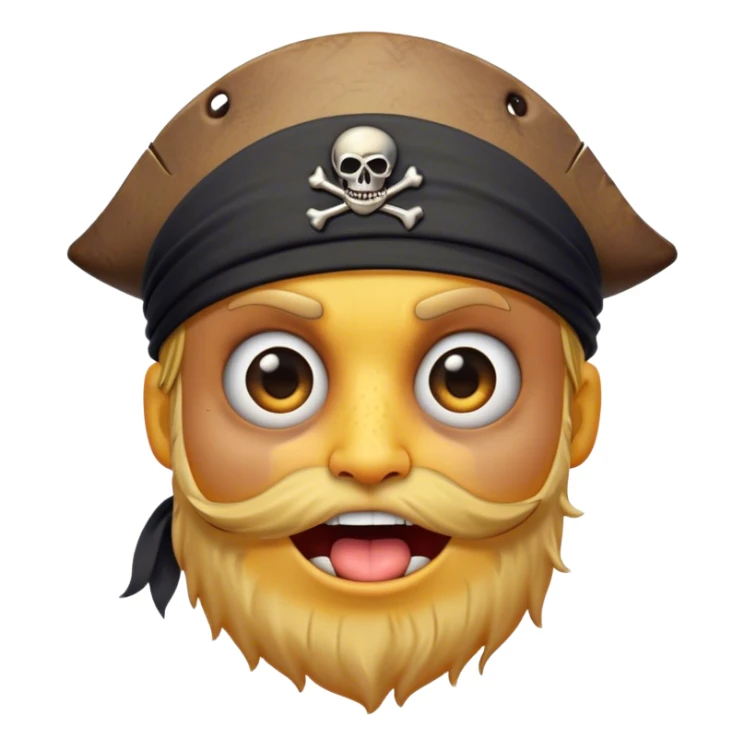 Clash of Clans aesthetic Comical Pirate Portrait Emoji, Head tilted dramatically with an exaggerated, fun expression and wide, comically expressive eyes behind a quirky eye patch, featuring a rugged yet cartoonish build with a playful bandana and natural skin tone, Simplified yet hilariously expressive features, highly detailed, glowing with a slightly sassy oceanic glow, high shine, dramatic yet playful, stylized with an air of cheeky maritime mischief, soft glowing outline, capturing the essence of a meme-worthy pirate who brings humor to epic quests! sticker