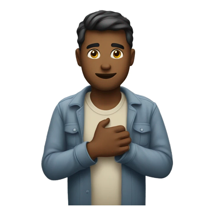 a man holding his right hand on his heart, the other hand down sticker