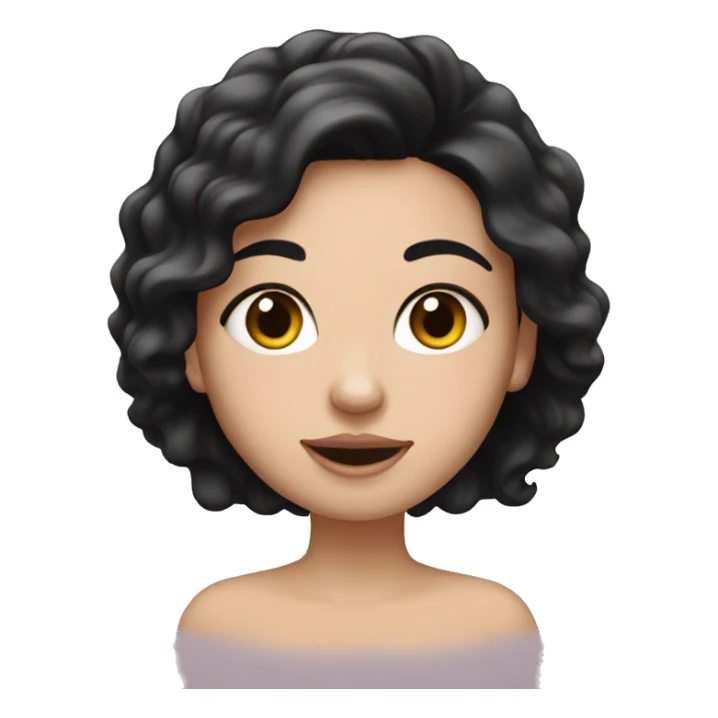 white girl with black hair applying cream on face sticker