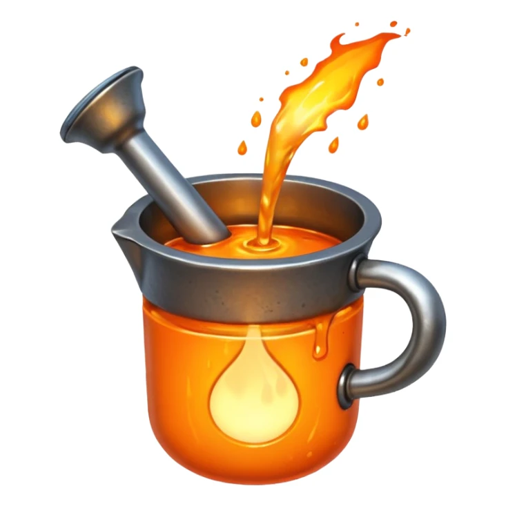 The crucible pours out metal. sticker