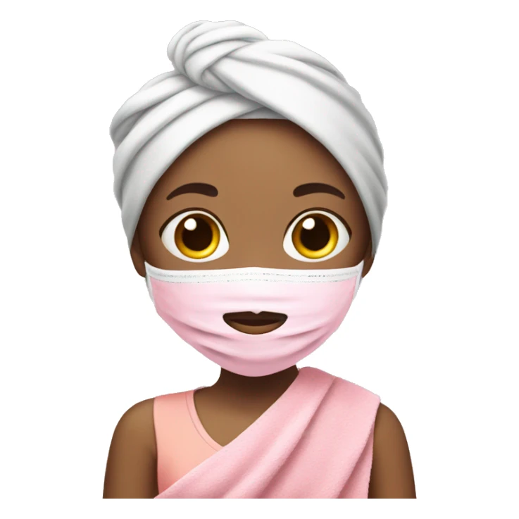 Girl with pink face mask and hairtowel sticker