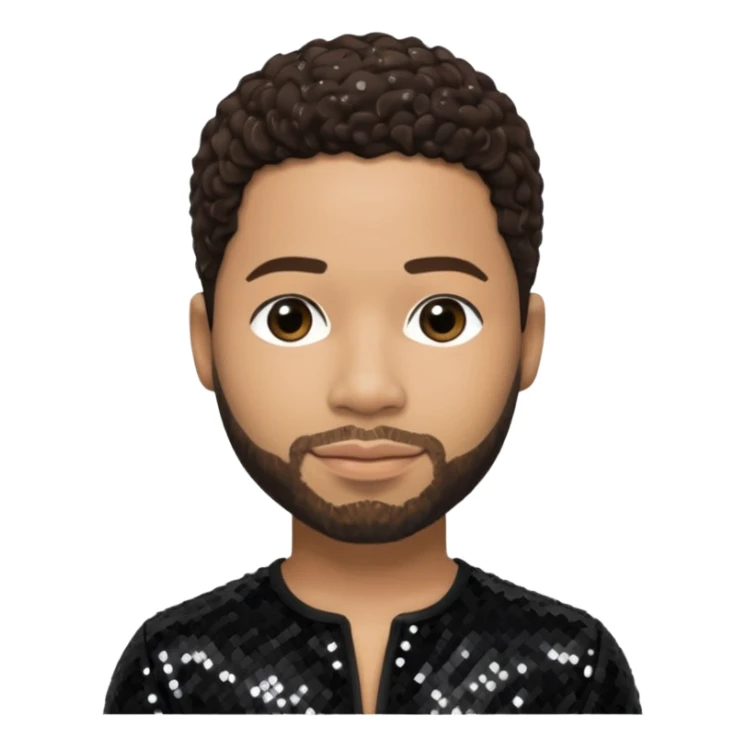 Jussie Smollett with dark brown hair, black sequin outfit sticker