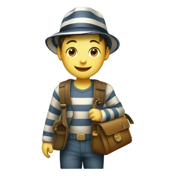 "happy boy in striped hat with bag of money” sticker