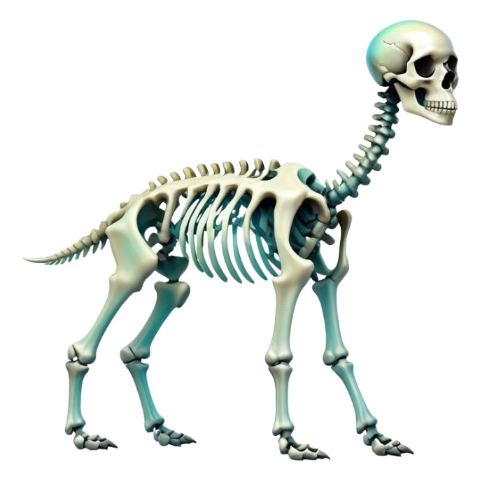 An iridescent gradient epic shiny cool edgy skeletal animal, full body sticker