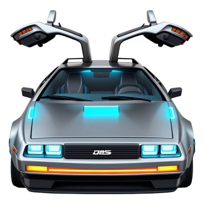 futuristic DeLorean car with glowing Tron-inspired lines sticker