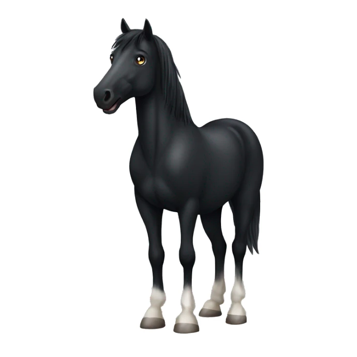 Black horse with with a white spot on the belly and leg sticker