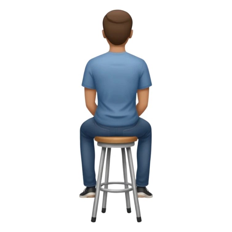 a person sitting on stool full back head turn

 sticker